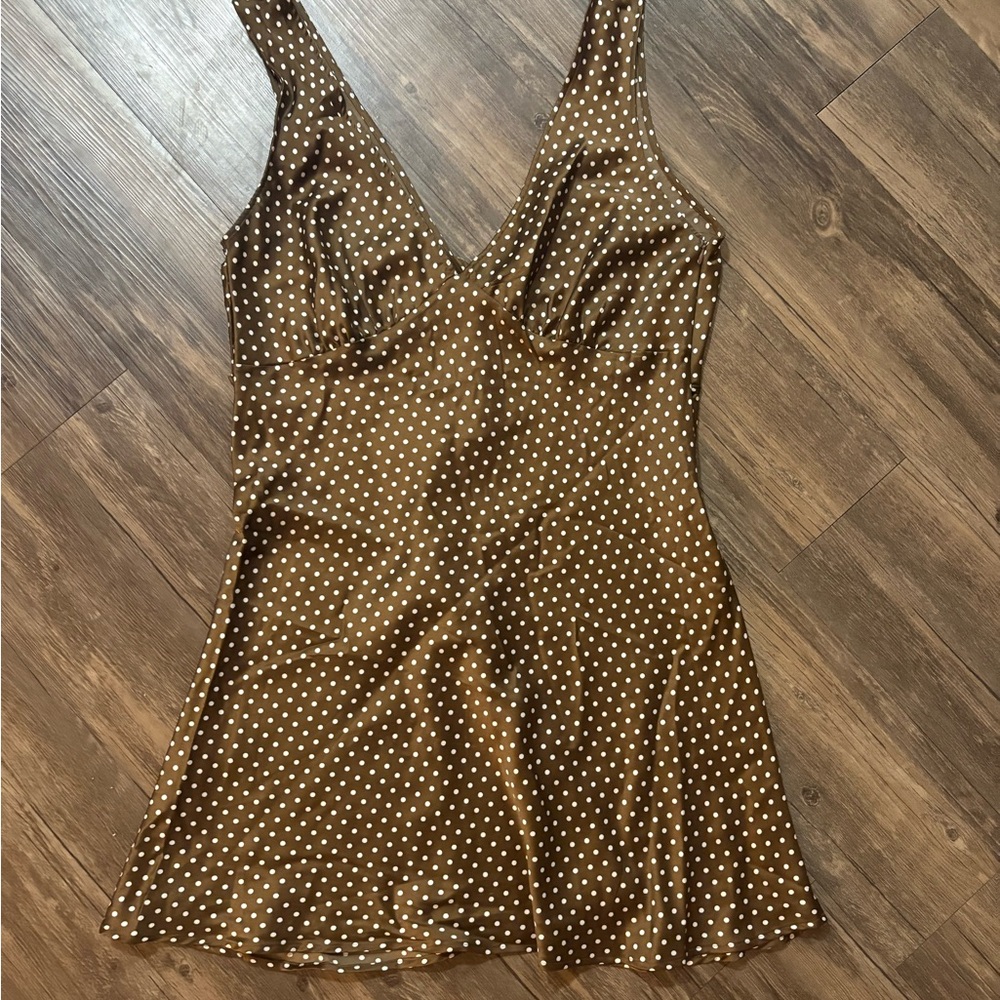 Frankie's Bikinis Brown Polka Dot Dress